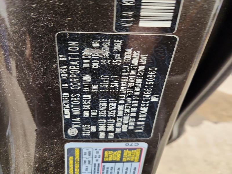 62742876 :رقم المزاد ، KNDMB5C14G6190860 vin ، 2016 Kia Sedona مزاد بيع