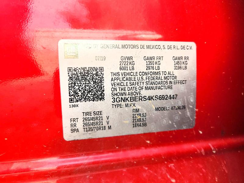 Продажа на аукционе авто 2019 Chevrolet Blazer, vin: 3GNKBERS4KS692447, номер лота: 62963056
