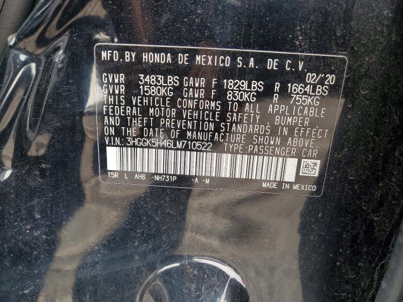 60373346 :رقم المزاد ، 3HGGK5H46LM710522 vin ، 2020 Honda Fit مزاد بيع