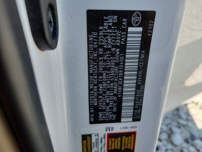 Продажа на аукционе авто 2011 Toyota Camry, vin: 4T4BF3EK1BR104061, номер лота: 60779156