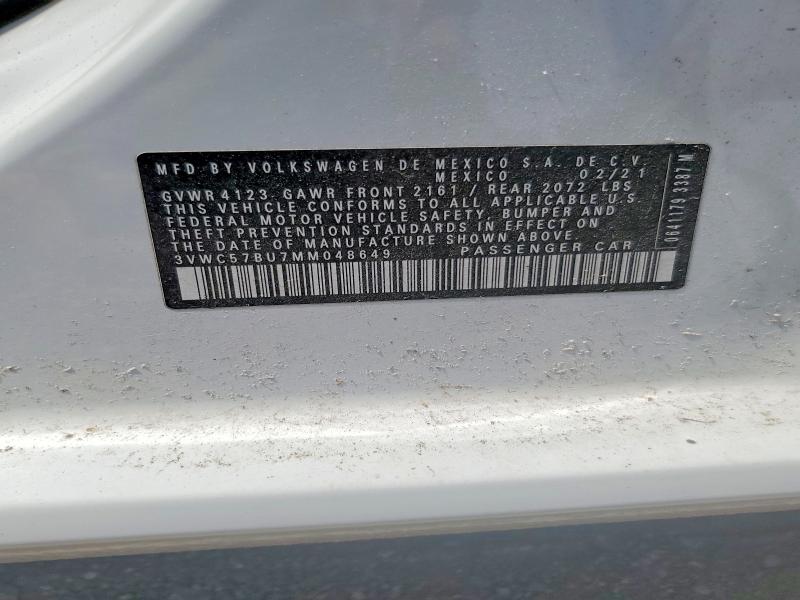 61067496 :رقم المزاد ، 3VWC57BU7MM048649 vin ، 2021 Volkswagen Jetta مزاد بيع