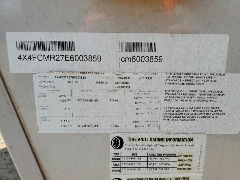Продажа на аукционе авто 2014 Forest Riv Recreational Vehicle (rv), vin: 4X4FCMR27E6003859, номер лота: 60622026