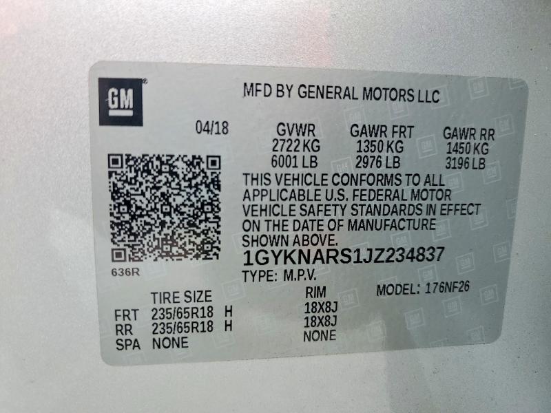 Aukcja sprzedaży 2018 Cadillac Xt5, vin: 1GYKNARS1JZ234837, numer aukcji: 62390426