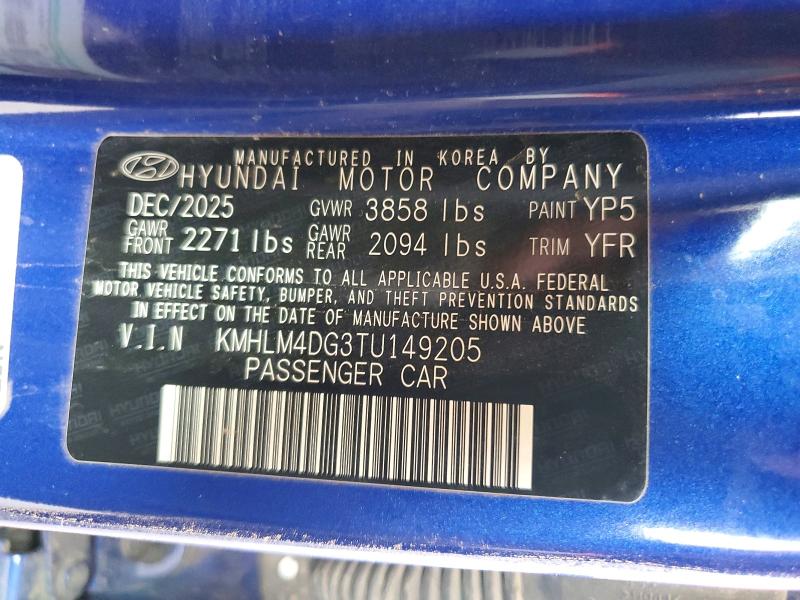 59774366 :رقم المزاد ، KMHLM4DG3TU149205 vin ، 2026 Hyundai Elantra مزاد بيع