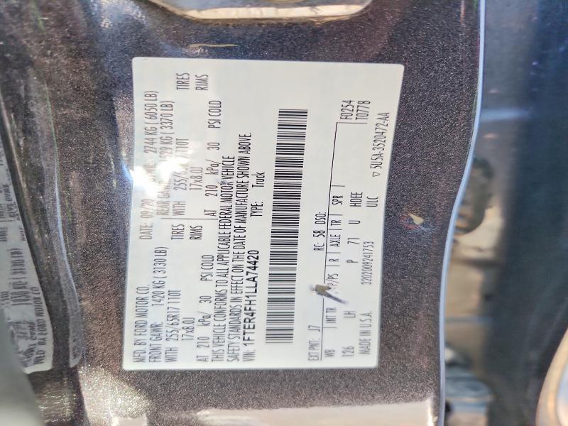 2020 Ford Ranger მანქანა იყიდება აუქციონზე, vin: 1FTER4FH1LLA74420, აუქციონის ნომერი: 58415716