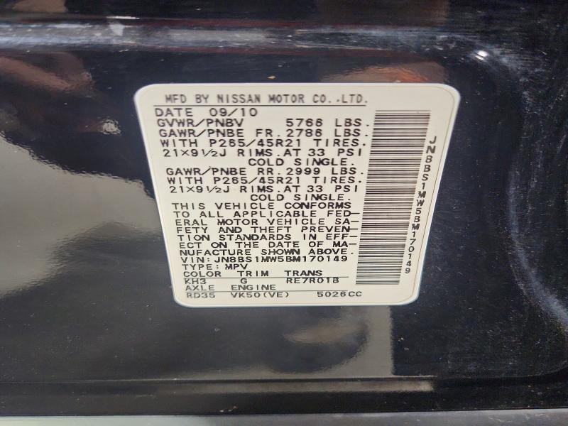 Auction sale of the 2011 Infiniti Fx50, vin: JN8BS1MW5BM170149, lot number: 63041936