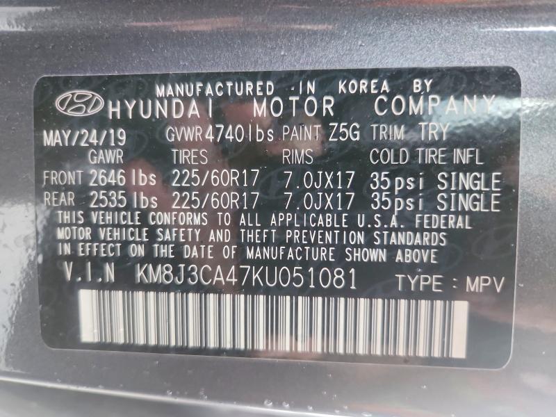 Продаж на аукціоні авто 2019 Hyundai Tucson, vin: KM8J3CA47KU051081, номер лоту: 60836706