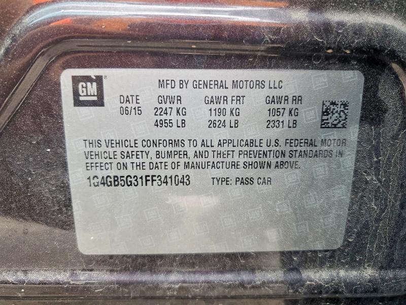 2015 Buick Lacrosse მანქანა იყიდება აუქციონზე, vin: 1G4GB5G31FF341043, აუქციონის ნომერი: 61609746