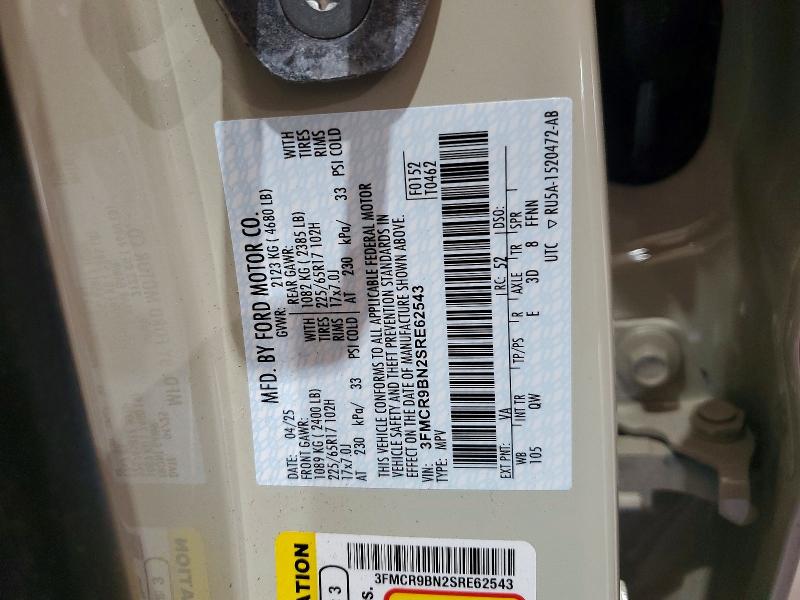 85617185 :رقم المزاد ، 3FMCR9BN2SRE62543 vin ، 2025 Ford Bronco Sport مزاد بيع