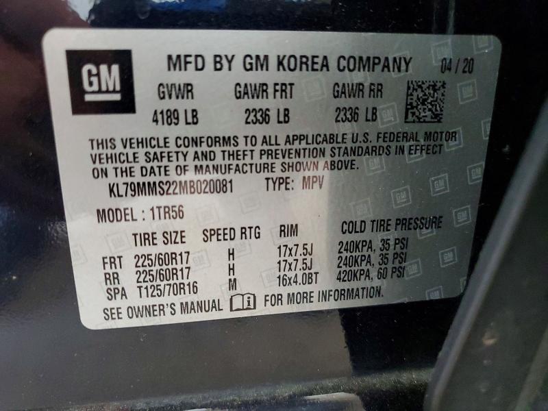 61903976 :رقم المزاد ، KL79MMS22MB020081 vin ، 2021 Chevrolet Trailblazer مزاد بيع