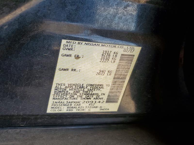 2017 Nissan Altima მანქანა იყიდება აუქციონზე, vin: 1N4AL3APXHC209142, აუქციონის ნომერი: 60715756