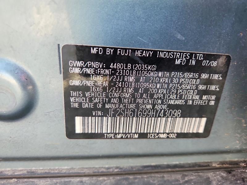 Продаж на аукціоні авто 2009 Subaru Forester, vin: JF2SH61699H743098, номер лоту: 62482766