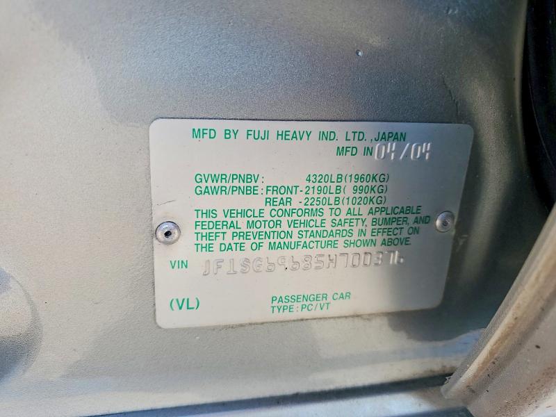 60019296 :رقم المزاد ، JF1SG69685H700376 vin ، 2005 Subaru Forester مزاد بيع