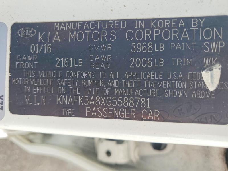60868696 :رقم المزاد ، KNAFK5A8XG5588781 vin ، 2016 Kia Forte مزاد بيع