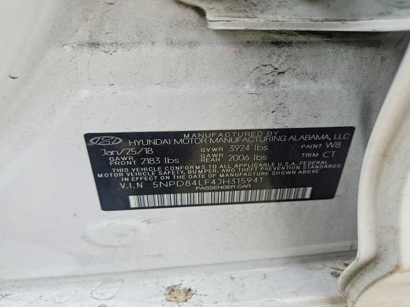 Продаж на аукціоні авто 2018 Hyundai Elantra, vin: 5NPD84LF4JH315941, номер лоту: 59267406