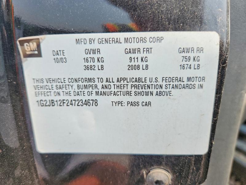 2004 Pontiac Sunfire მანქანა იყიდება აუქციონზე, vin: 1G2JB12F247234678, აუქციონის ნომერი: 61137076