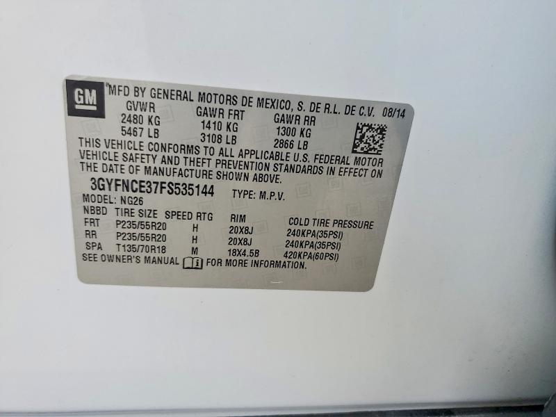 Aukcja sprzedaży 2015 Cadillac Srx, vin: 3GYFNCE37FS535144, numer aukcji: 61294216