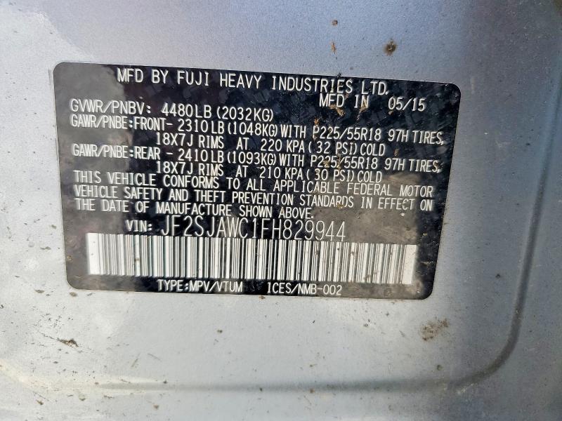 Aukcja sprzedaży 2015 Subaru Forester, vin: JF2SJAWC1FH829944, numer aukcji: 63010036