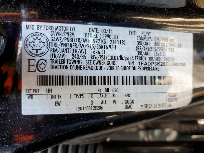 2014 Ford Focus მანქანა იყიდება აუქციონზე, vin: 1FADP3K26EL290785, აუქციონის ნომერი: 58885866