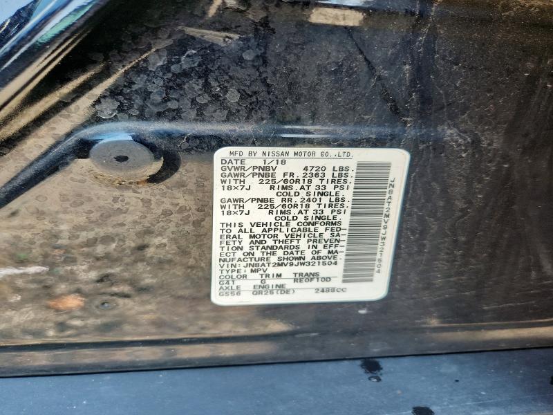 59798696 :رقم المزاد ، JN8AT2MV9JW321504 vin ، 2018 Nissan Rogue مزاد بيع