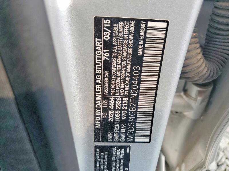 62818186 :رقم المزاد ، WDDSJ4GB2FN204403 vin ، 2015 Mercedes-benz Cla مزاد بيع