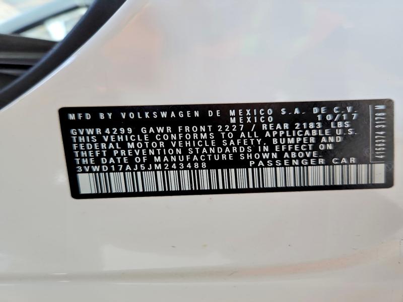 Продажа на аукционе авто 2018 Volkswagen Jetta, vin: 3VWD17AJ5JM243488, номер лота: 62534436