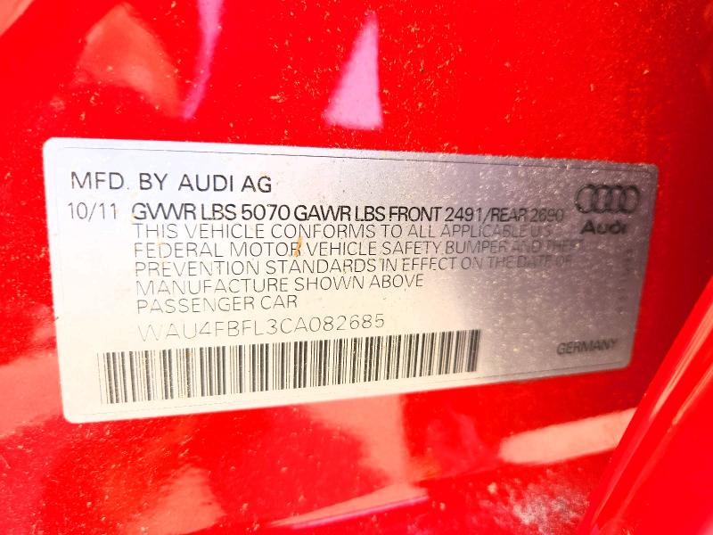 Продаж на аукціоні авто 2012 Audi A4, vin: WAU4FBFL3CA082685, номер лоту: 62125166