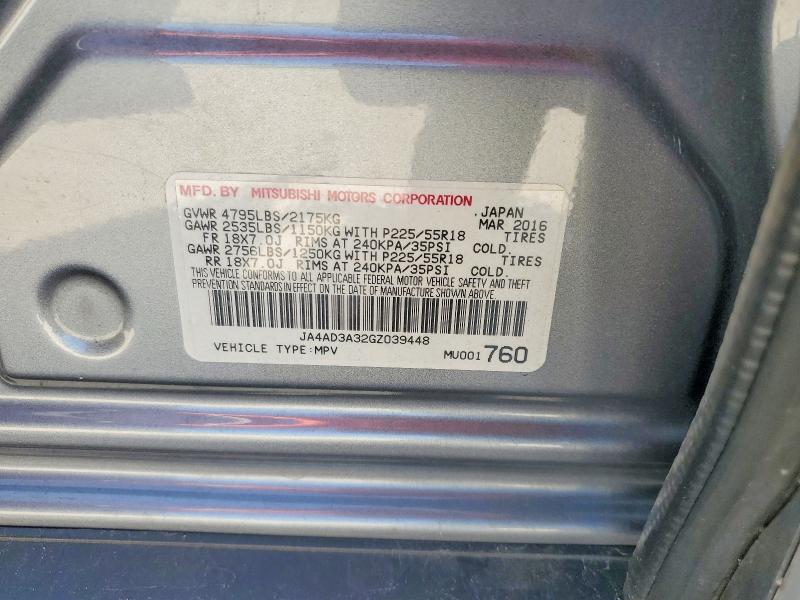 Aukcja sprzedaży 2016 Mitsubishi Outlander, vin: JA4AD3A32GZ039448, numer aukcji: 60848596
