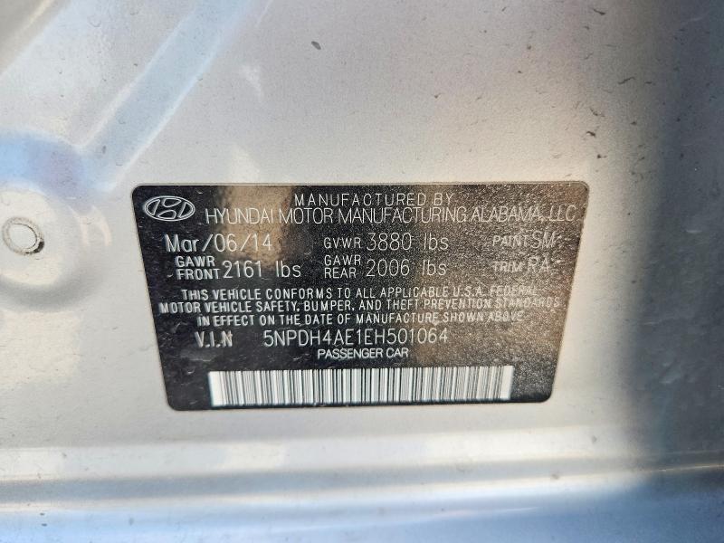 Продажа на аукционе авто 2014 Hyundai Elantra, vin: 5NPDH4AE1EH501064, номер лота: 62480146