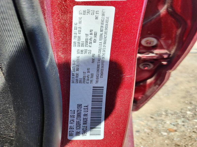 2021 Ram 1500 მანქანა იყიდება აუქციონზე, vin: 1C6SRFJT8MN751390, აუქციონის ნომერი: 60038656