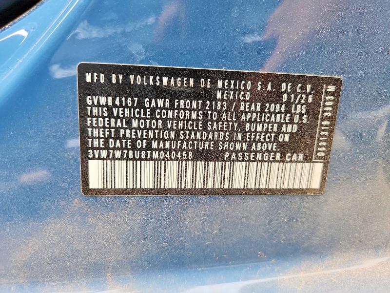 Aukcja sprzedaży 2026 Volkswagen Jetta, vin: 3VW7W7BU8TM040458, numer aukcji: 61165126