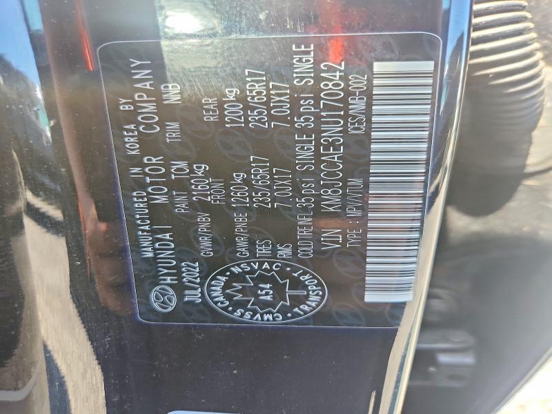 63313546 :رقم المزاد ، KM8JCCAE3NU170842 vin ، 2022 Hyundai Tucson مزاد بيع