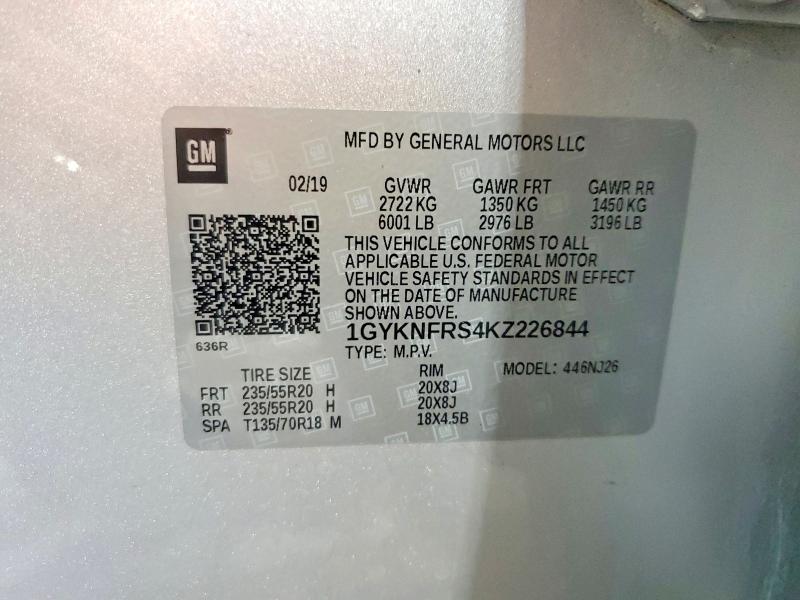 Aukcja sprzedaży 2019 Cadillac Xt5, vin: 1GYKNFRS4KZ226844, numer aukcji: 61300906