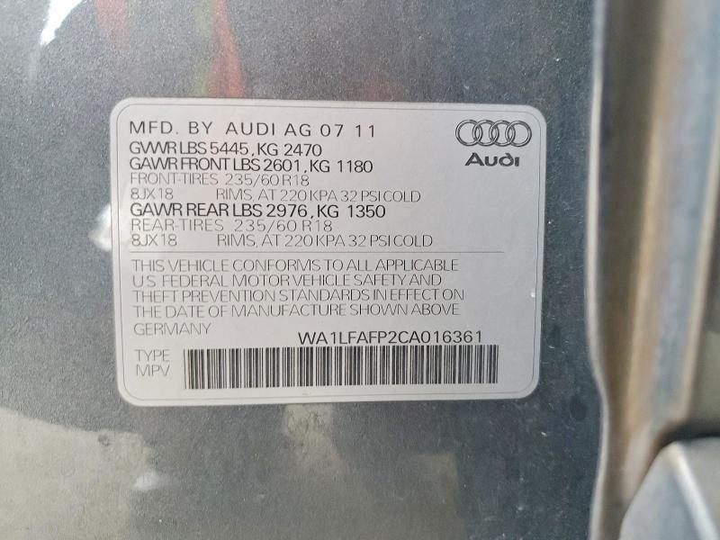 Продажа на аукционе авто 2012 Audi Q5, vin: WA1LFAFP2CA016361, номер лота: 60279466