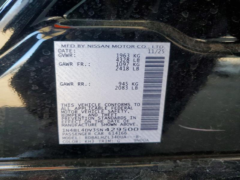 Aukcja sprzedaży 2025 Nissan Altima, vin: 1N4BL4DV3SN429500, numer aukcji: 62694926