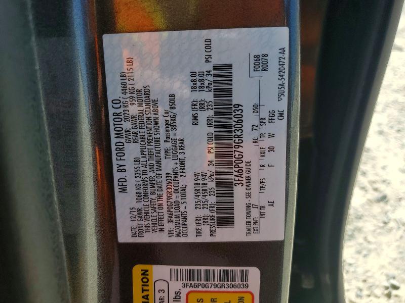 60831046 :رقم المزاد ، 3FA6P0G79GR306039 vin ، 2016 Ford Fusion مزاد بيع
