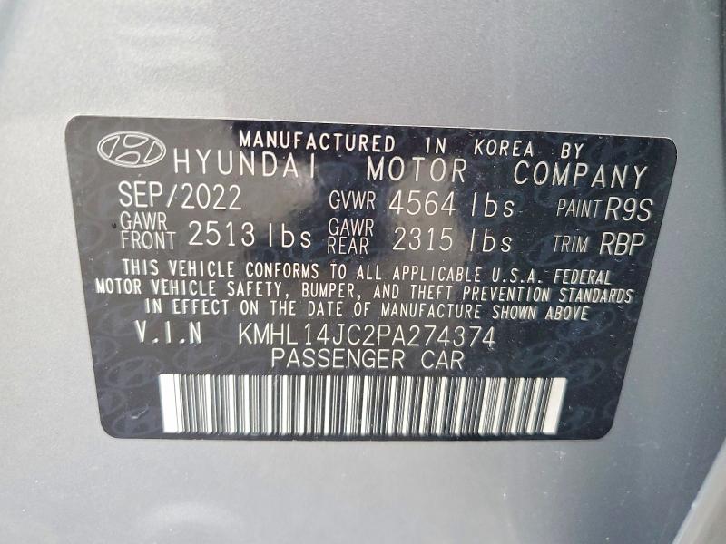 61672066 :رقم المزاد ، KMHL14JC2PA274374 vin ، 2023 Hyundai Sonata مزاد بيع