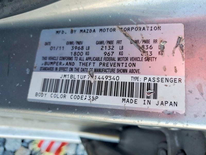 62248076 :رقم المزاد ، JM1BL1UF7B1449340 vin ، 2011 Mazda 3 مزاد بيع