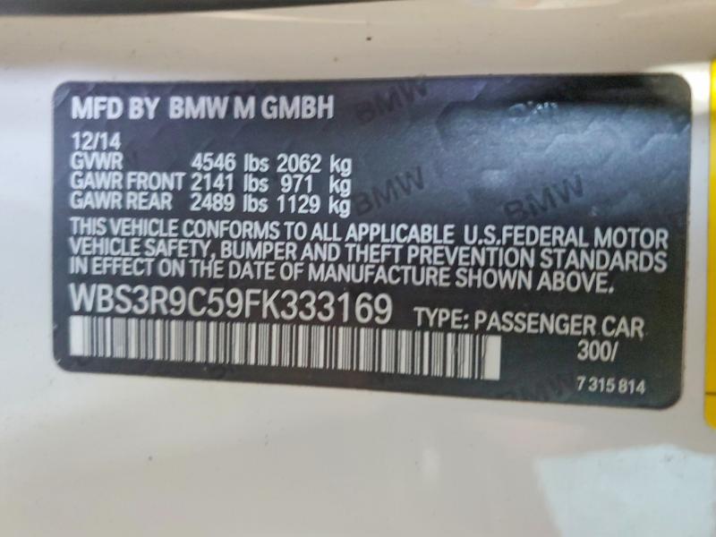 Aukcja sprzedaży 2015 Bmw M4, vin: WBS3R9C59FK333169, numer aukcji: 57136496