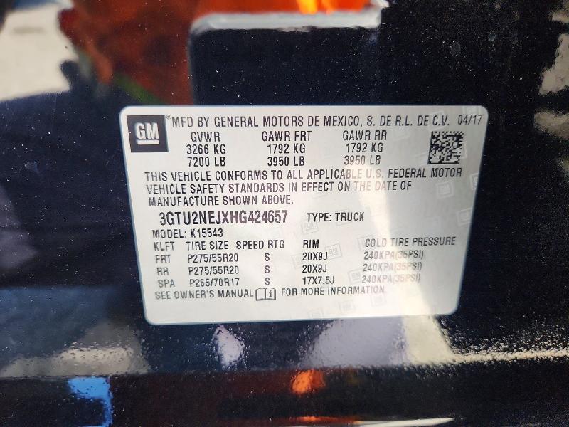 Aukcja sprzedaży 2017 Gmc Sierra, vin: 3GTU2NEJXHG424657, numer aukcji: 60329036