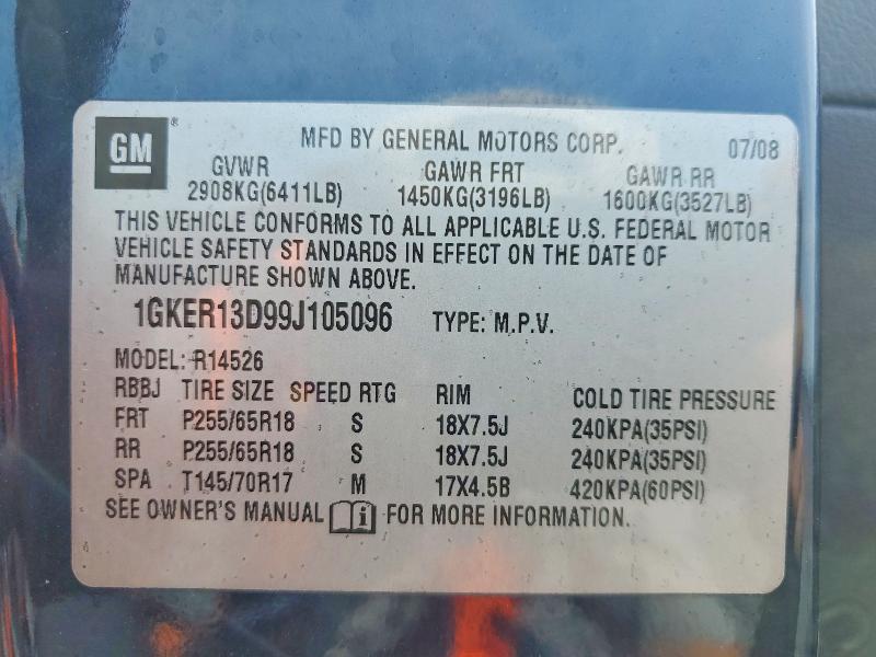 Aukcja sprzedaży 2009 Gmc Acadia, vin: 1GKER13D99J105096, numer aukcji: 60550416