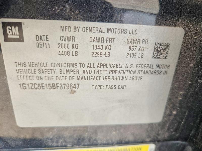 2011 Chevrolet Malibu მანქანა იყიდება აუქციონზე, vin: 1G1ZC5E15BF379647, აუქციონის ნომერი: 60577136
