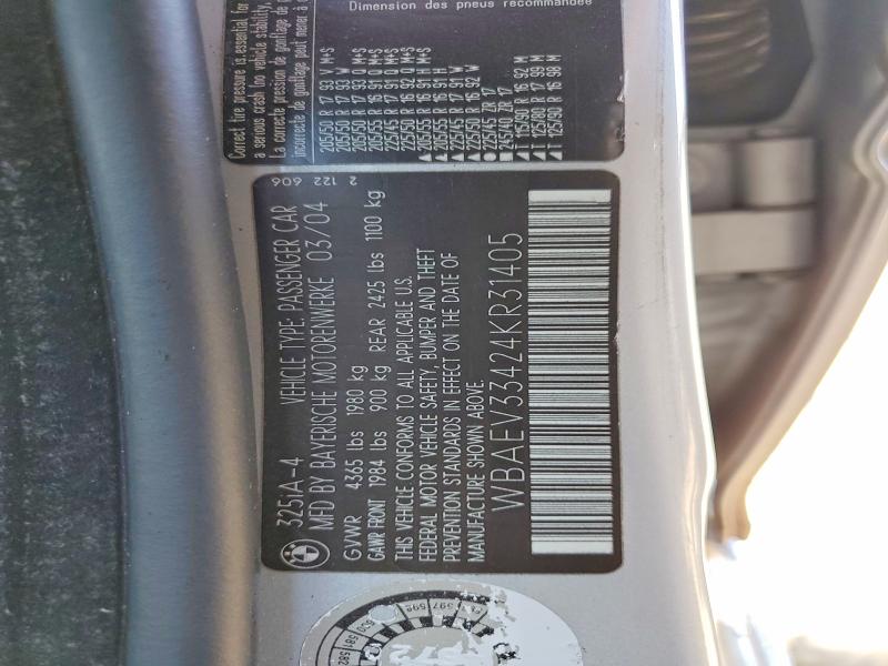Продажа на аукционе авто 2004 Bmw 325, vin: WBAEV33424KR31405, номер лота: 61984996