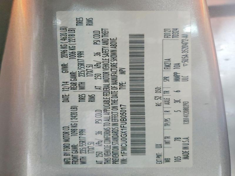 Aukcja sprzedaży 2015 Ford Escape, vin: 1FMCU0GX1FUB05017, numer aukcji: 59782846