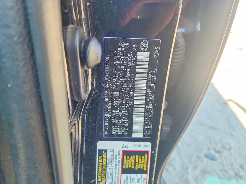 2017 Toyota Camry მანქანა იყიდება აუქციონზე, vin: 4T1BF1FK9HU797404, აუქციონის ნომერი: 60381516