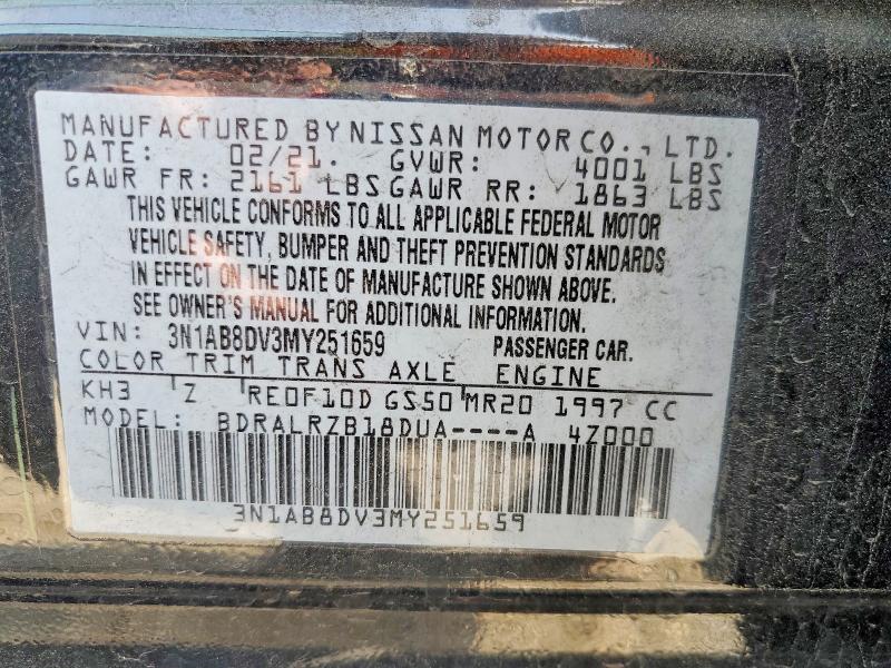 Продажа на аукционе авто 2021 Nissan Sentra, vin: 3N1AB8DV3MY251659, номер лота: 62689626