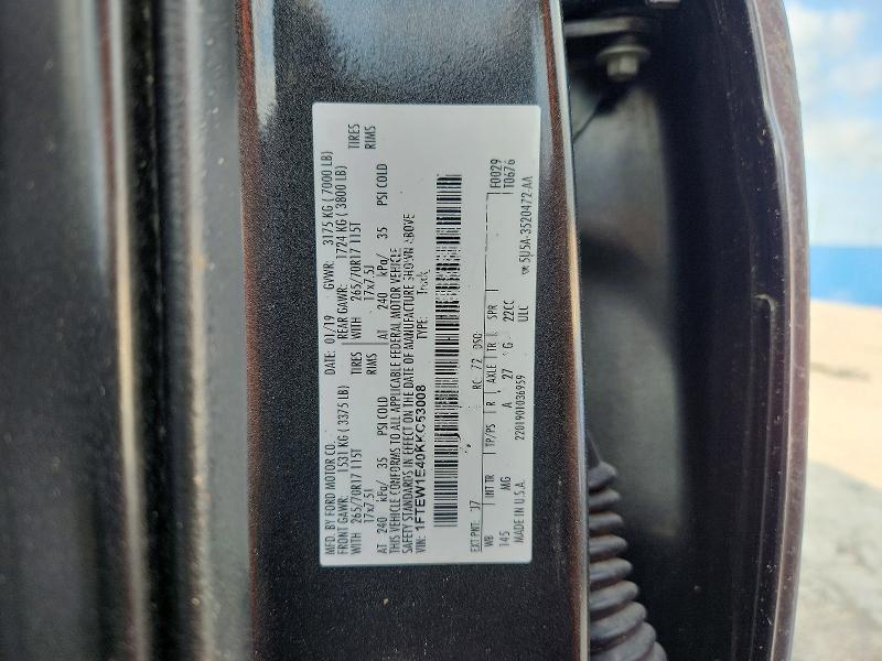 Продаж на аукціоні авто 2019 Ford F-150, vin: 1FTEW1E40KKC53008, номер лоту: 62230586
