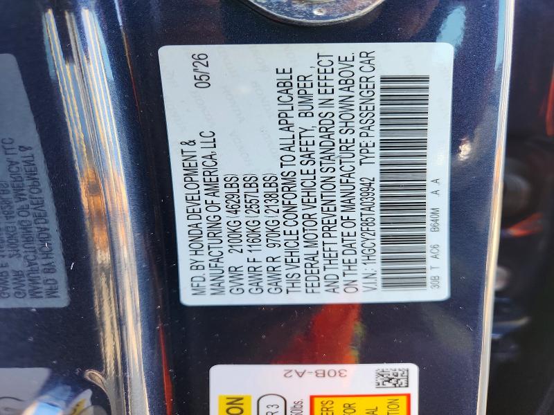 Продаж на аукціоні авто 2026 Honda Accord, vin: 1HGCY2F85TA039942, номер лоту: 59902346