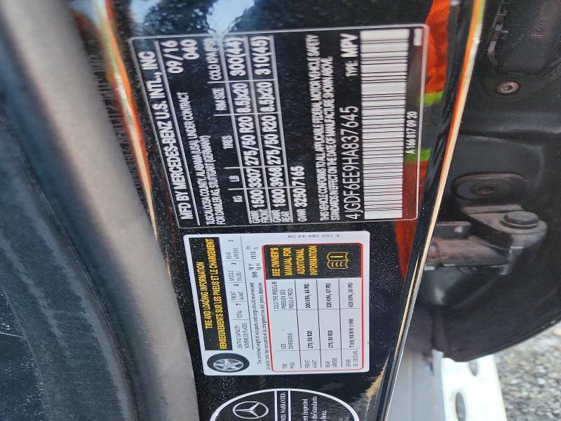 Aukcja sprzedaży 2017 Mercedes-benz Gls, vin: 4JGDF6EE9HA837645, numer aukcji: 62398486