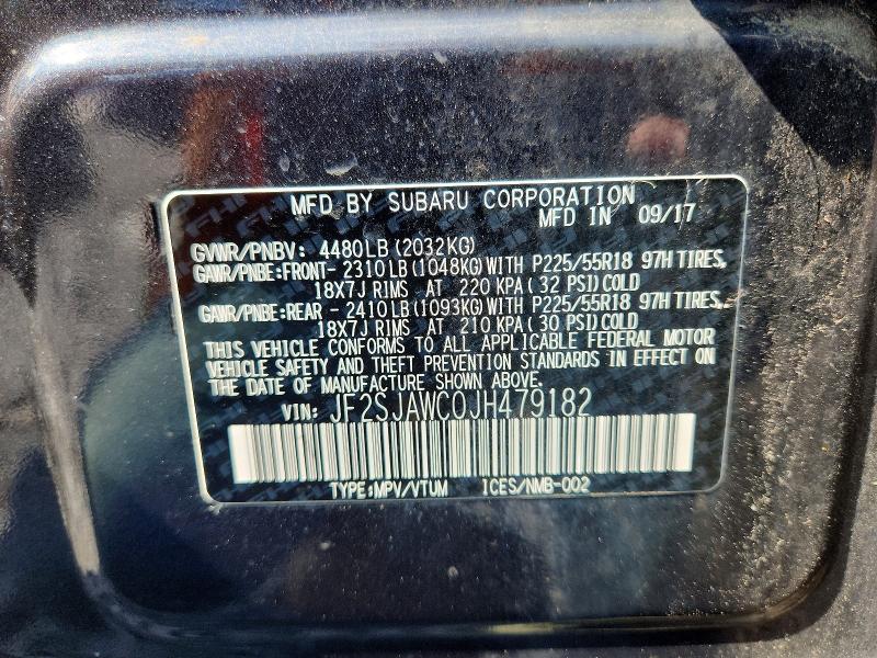 60460016 :رقم المزاد ، JF2SJAWC0JH479182 vin ، 2018 Subaru Forester مزاد بيع